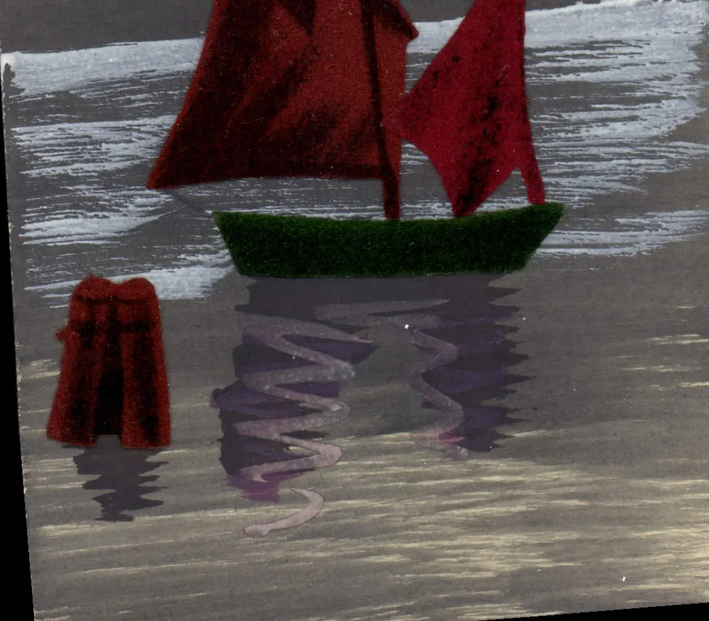 Rotes Segelschiff — wellenförmiger Schatten — D.R.G.M. n°19 - Vorderseite