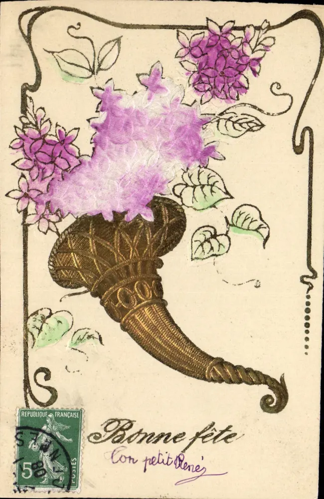 Flores de lírio em um cone — República Francesa — editor desconhecido, número de série não visível - Frente