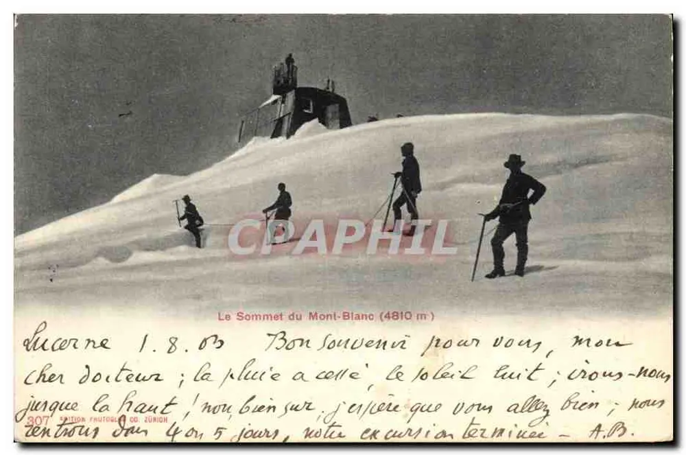 O Cume do Monte Branco (4810 m) — editor Edição Fotográfica Co. Züniön, n° 307 - Frente
