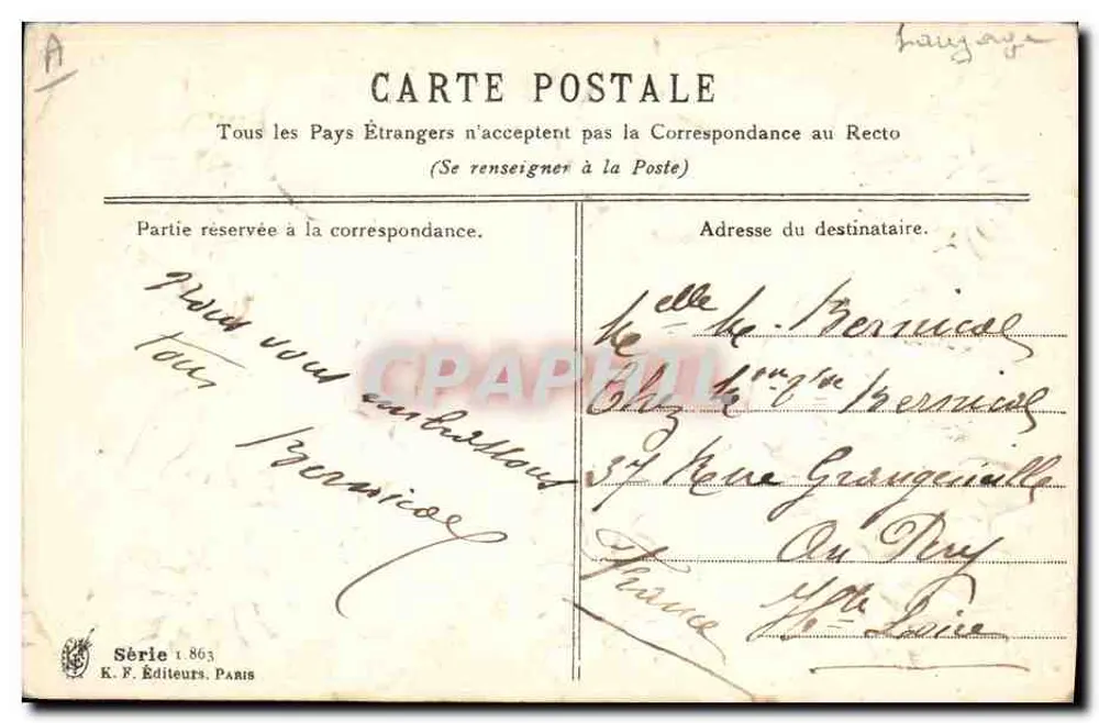 Flores simbólicas — Série 1863 — K. F. Editores, Paris - Verso