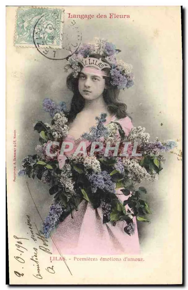 Lilas - Erste Liebesgefühle — Blumen-Sprache — Phototypie A. Blanquet & Cie, Nancy - Vorderseite