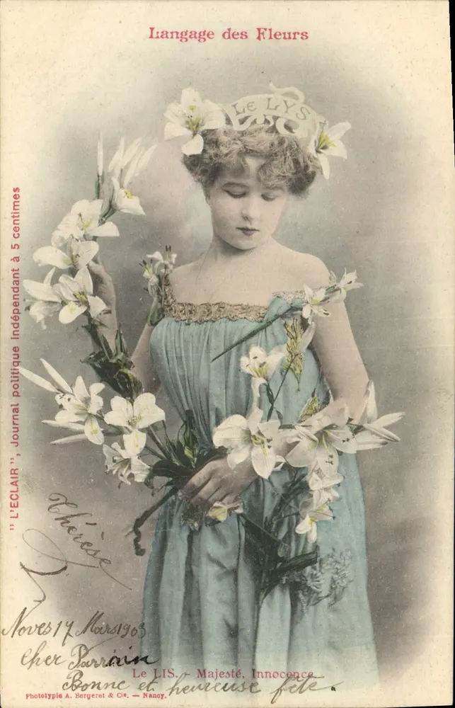 Sprache der Blumen — Die Lilie — Phototypie A. Bergeret & Cie, Nancy - Vorderseite