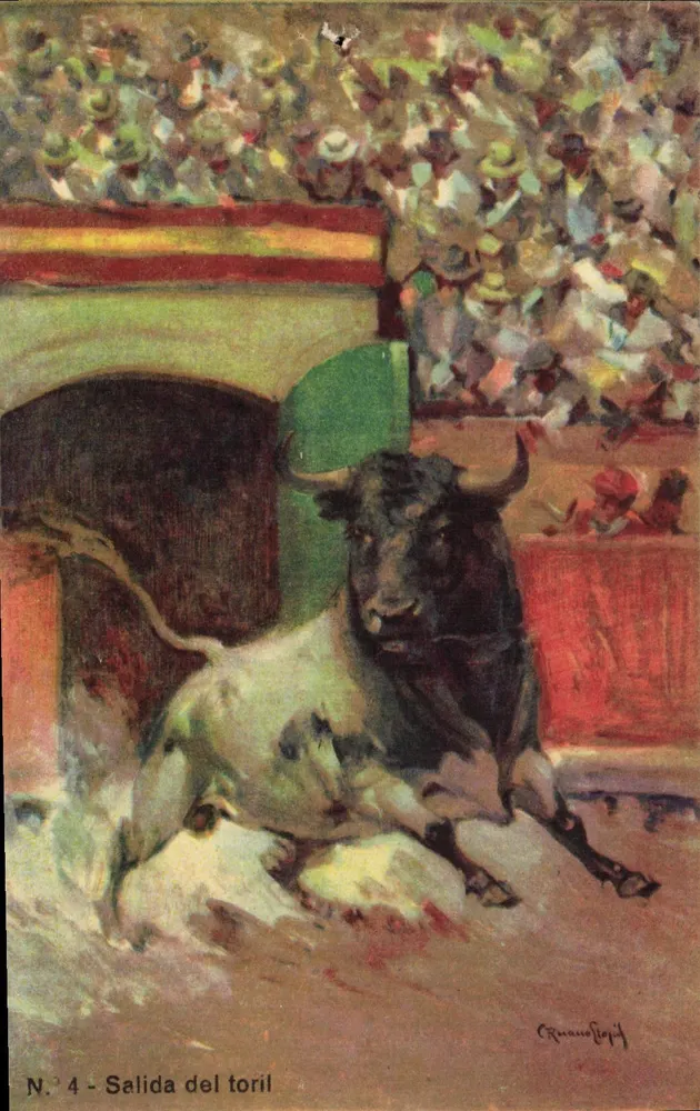 Salida del toril — scène de corrida — éditeur C. Ruanoslopil, n° 4 - Frente