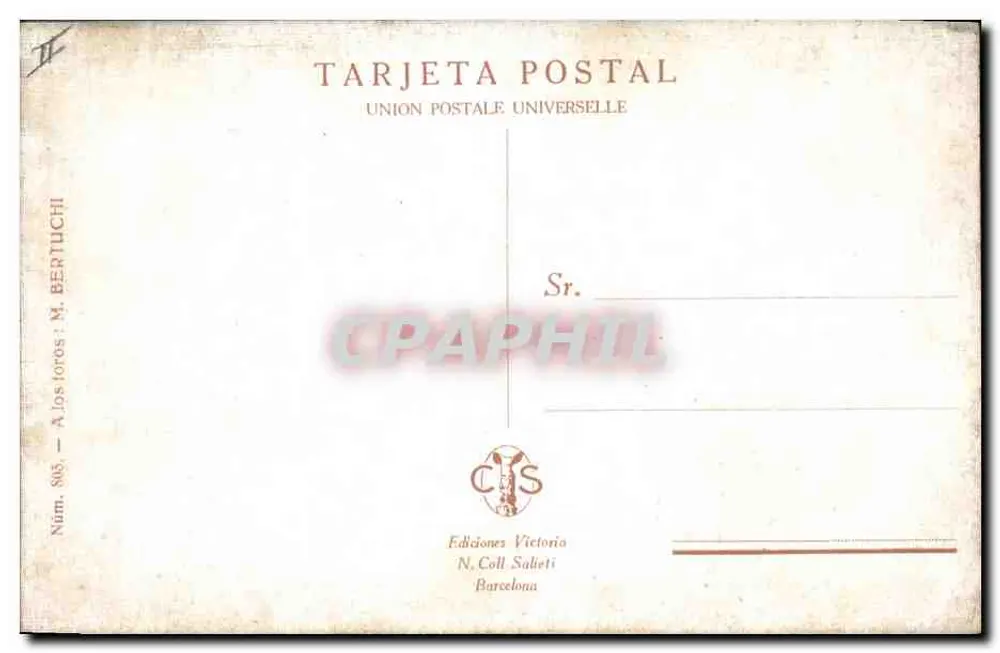 Festa equina — Carros e cavaleiros — Edições Victorio N. Coll Salieti, Barcelona, n° 805 - Verso