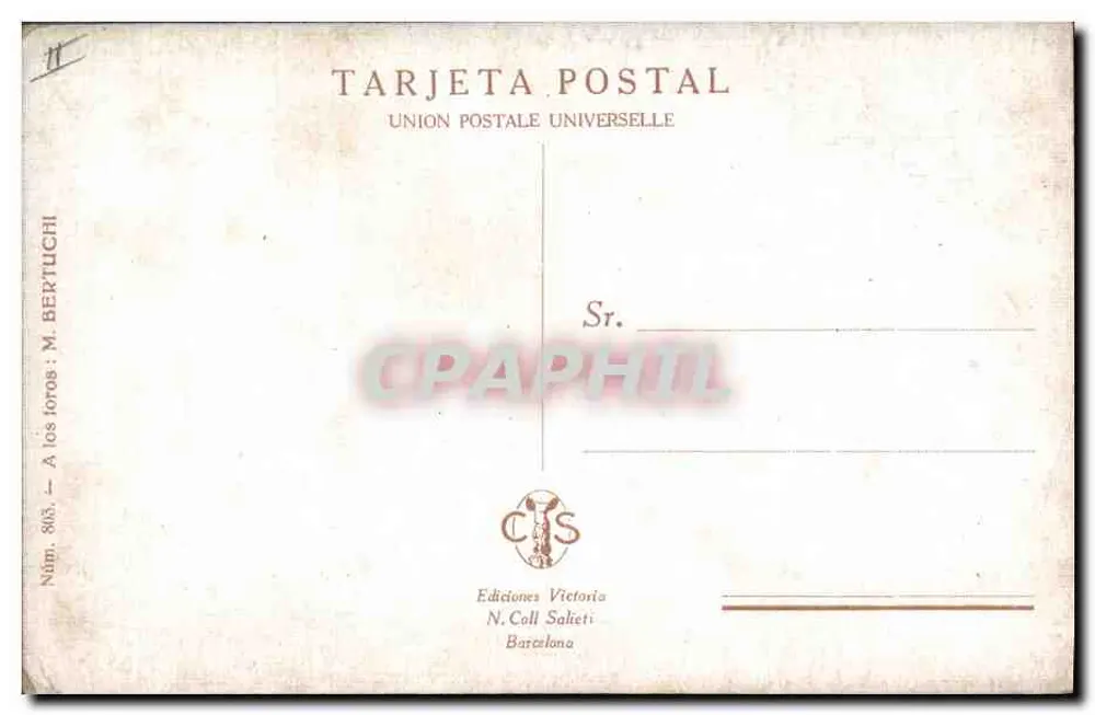 Festas com touros — Edições Victoria N. Coll Salièti — N° 863 - Verso