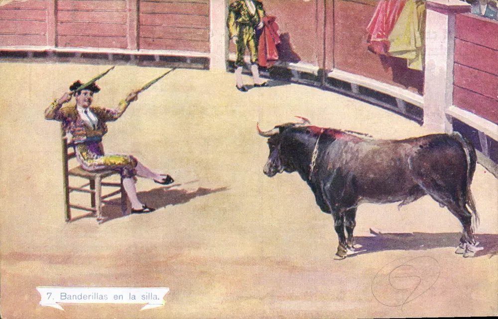 Banderillas auf dem Stuhl — Szenen aus dem Stierkampf — Serie 1059, n°7 - Vorderseite