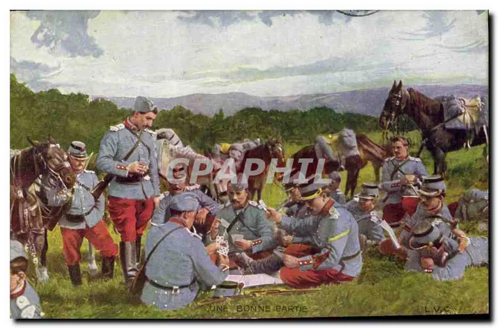 Deutsche Soldaten spielen Karten — L.V.C. — Verleger L.V.C. - Vorderseite
