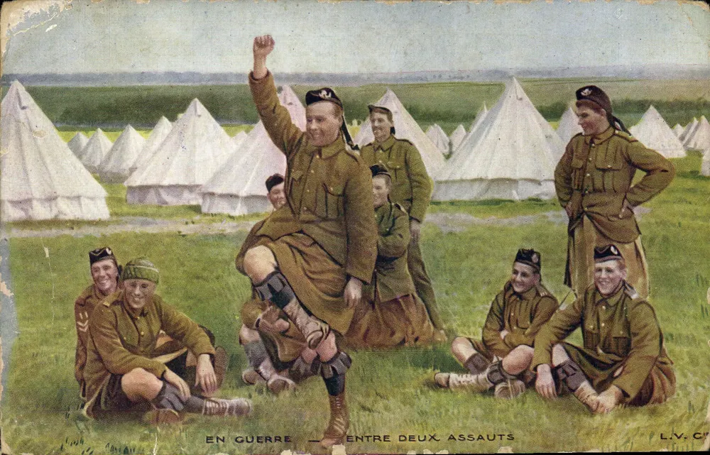 Soldats britanniques — scène de repos entre deux assauts — éditeur L.V.C. n° de série C° N° 2 - Frente