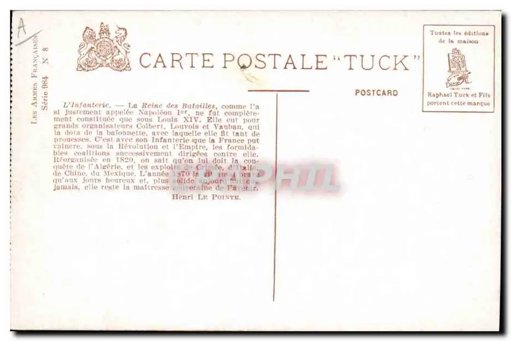 Französische Armee — Infanterie — Nr. 8 — Verlag Tuck - Rückseite