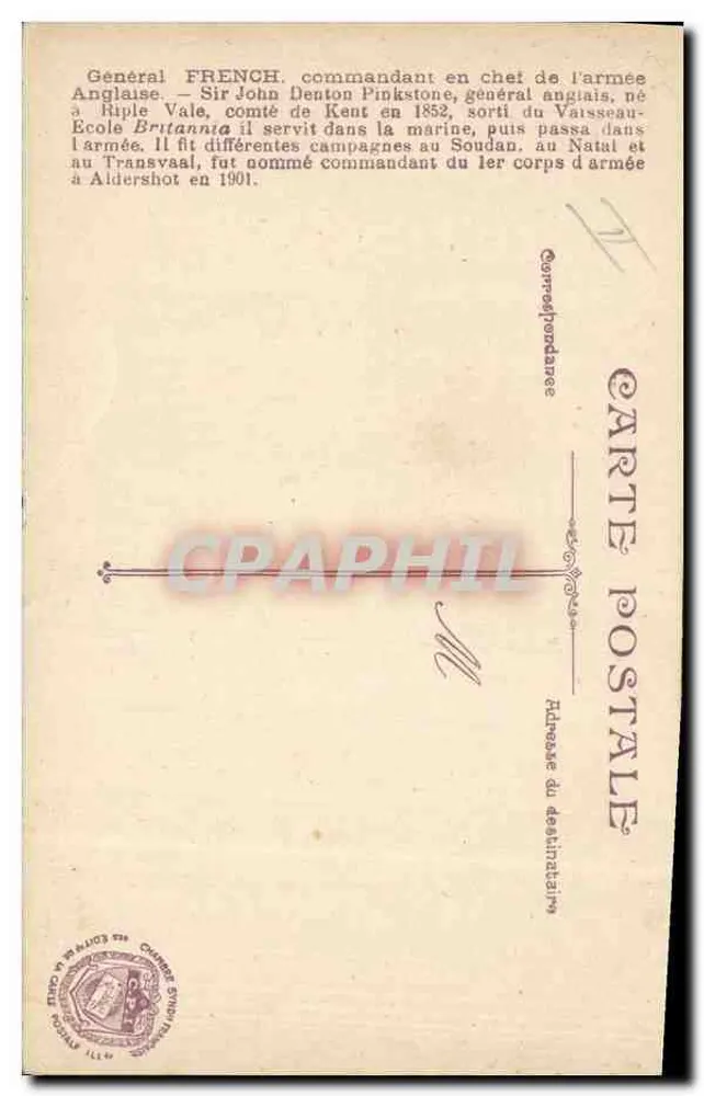 Geral Francês — Sir John Denton Pinkstone — Eugène Pirou, Paris - Verso