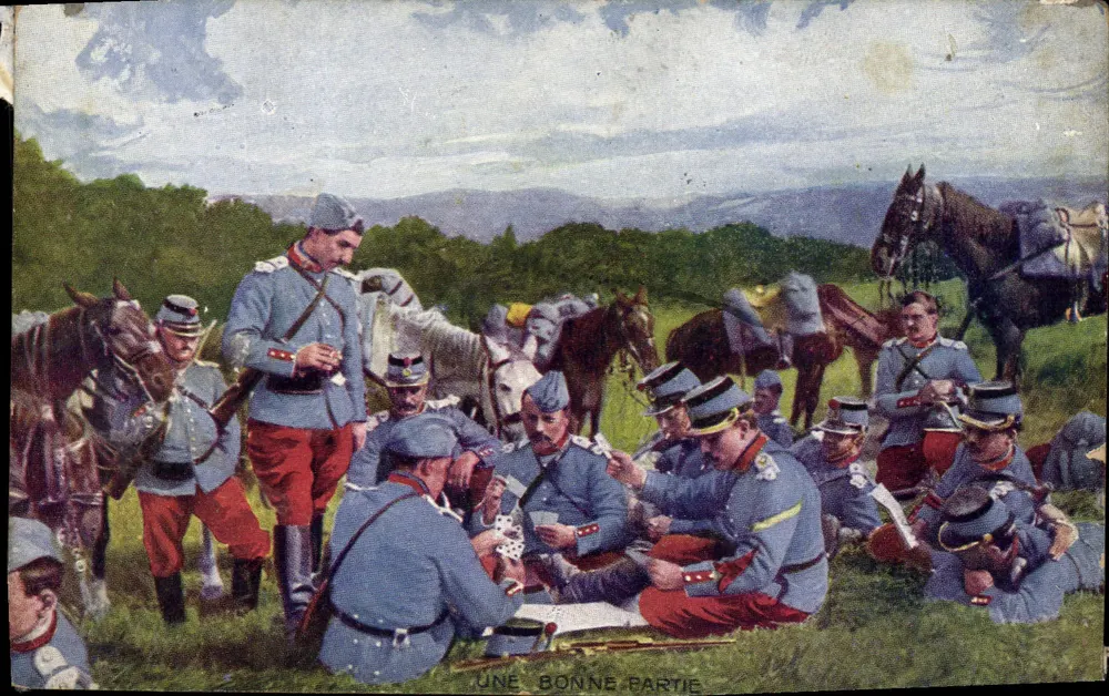 Soldaten in Felduniform — Eine gute Partie — Verlag unbekannt, Seriennummer nicht sichtbar - Vorderseite