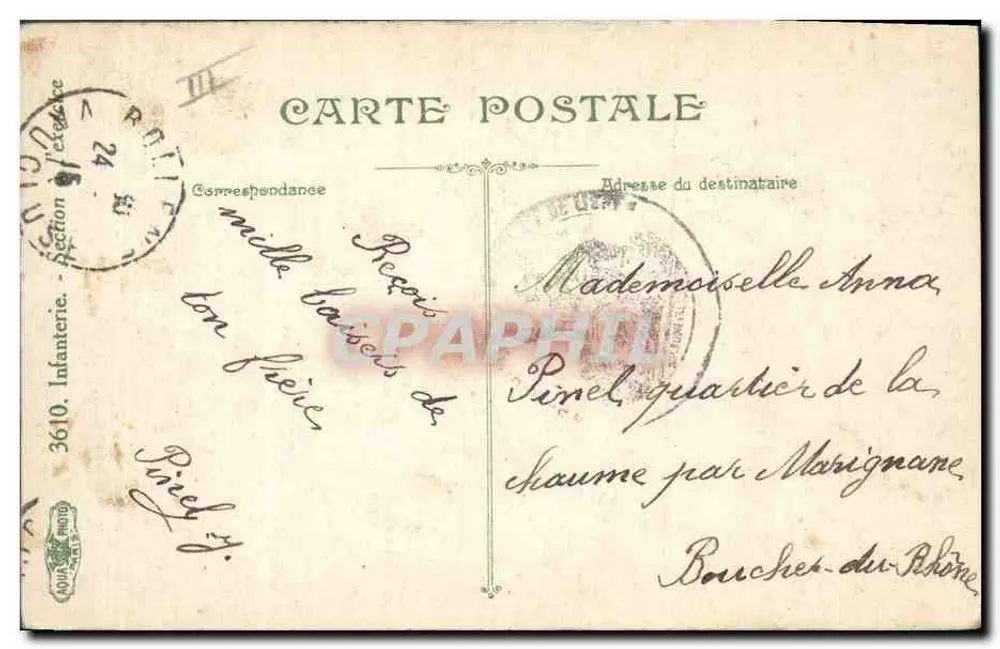 Curso de infantaria em Pînel — 23ª Companhia Bollène — editor L.V.&C° - Verso