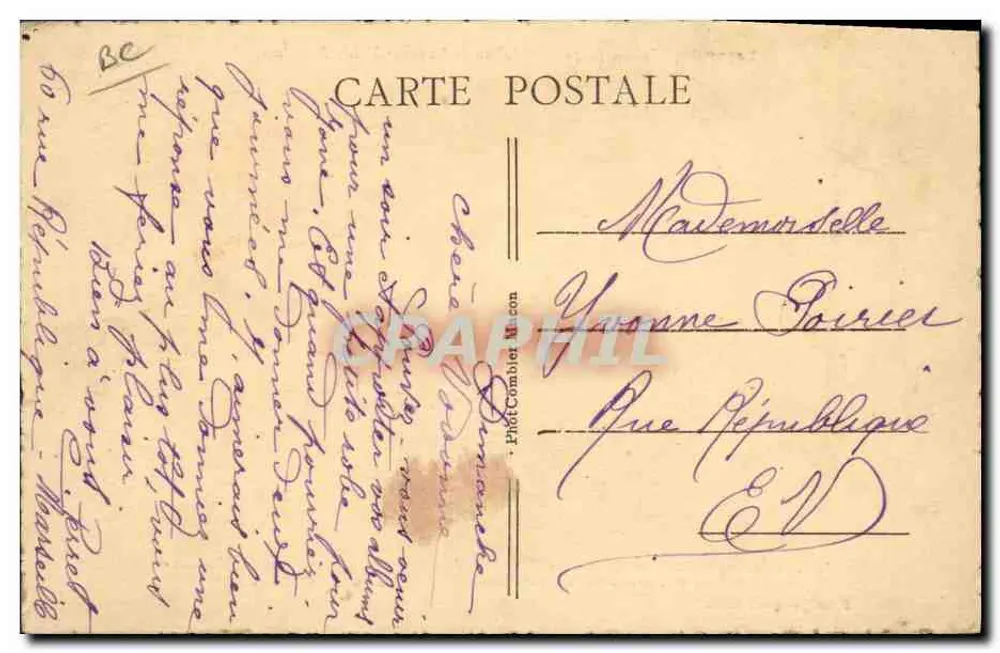 Lagardère (Gaston Jacquet) und Irène de Nevers (Nilda Duplessy) — Liebesszene aus « Le Bossu » — Photo Combier Macon n°120 - Rückseite