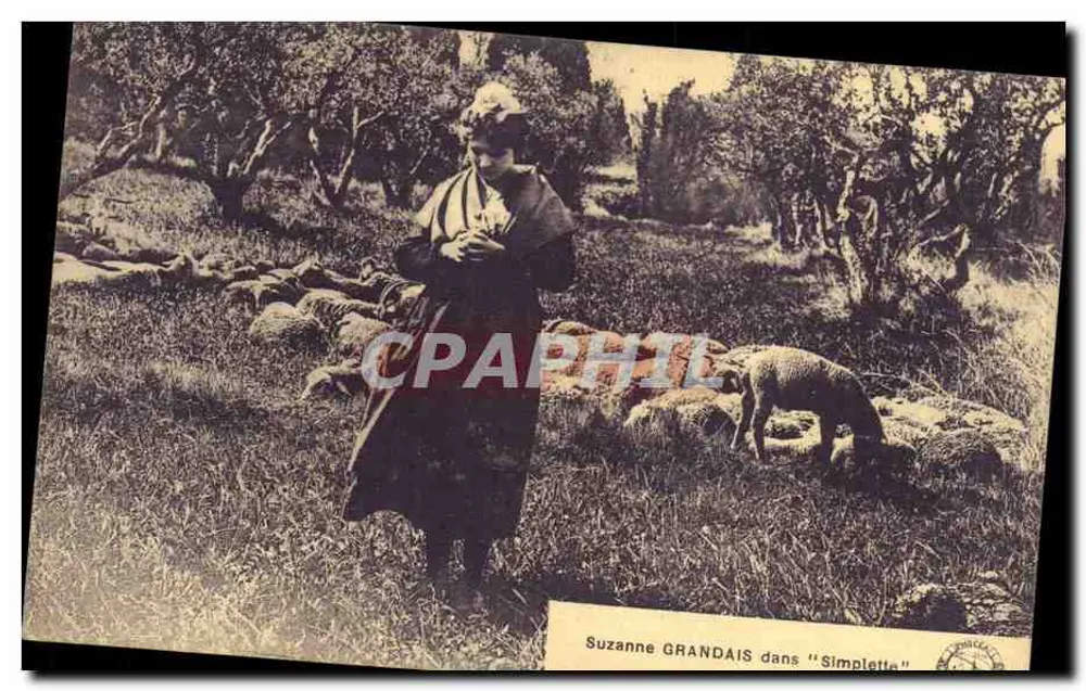 Suzanne GRANDAIS in "Simplette" — pastorale Szene — unbekannter Verlag - Vorderseite