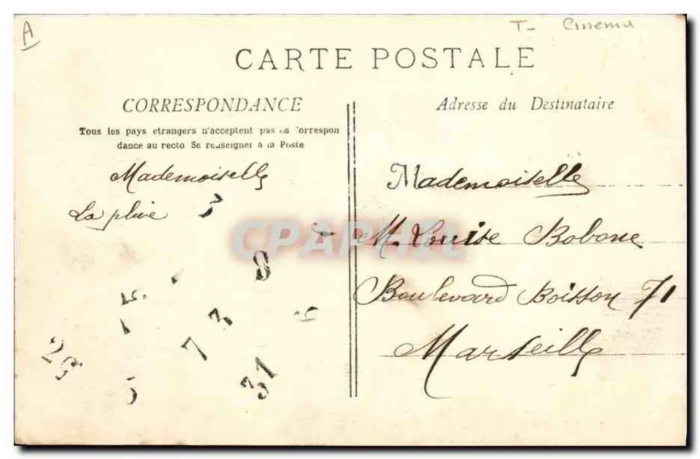 Marseille - Kolonialausstellung - Westafrika - Cinematograph — Phototypie R. Lacour, Marseille - Rückseite