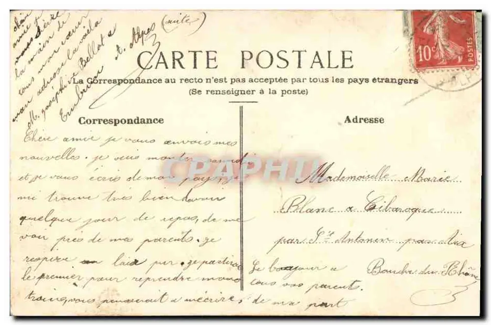 Arranjo de flores secas — Lembrança das Alpes — República Francesa - Verso