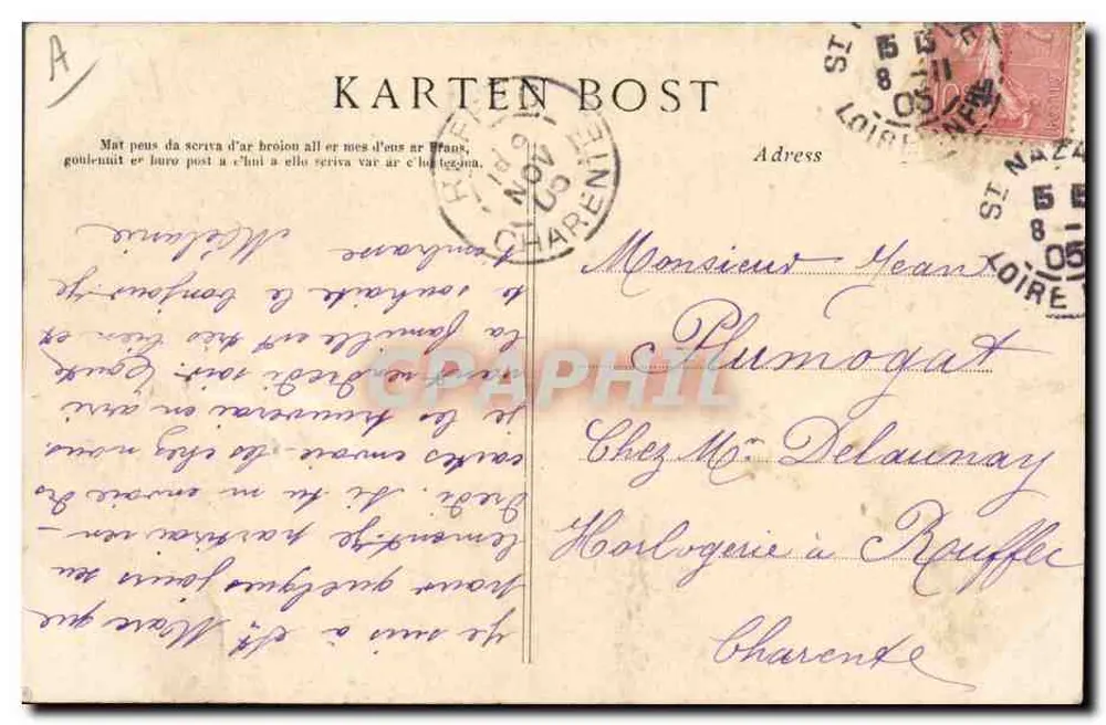 Frau in Gebet — Studie zu den Kopftüchern der Bretagne — Sammlung Villain, N°1202 - Rückseite
