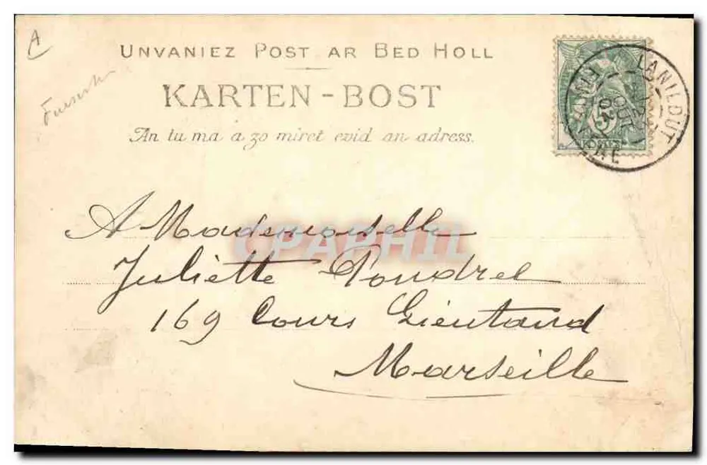 Junge Frau aus Fouesnant — In Gebet — Studie zu bretonischen Kopftüchern — Sammlung VILLARD-Quimper, n°1202 - Rückseite