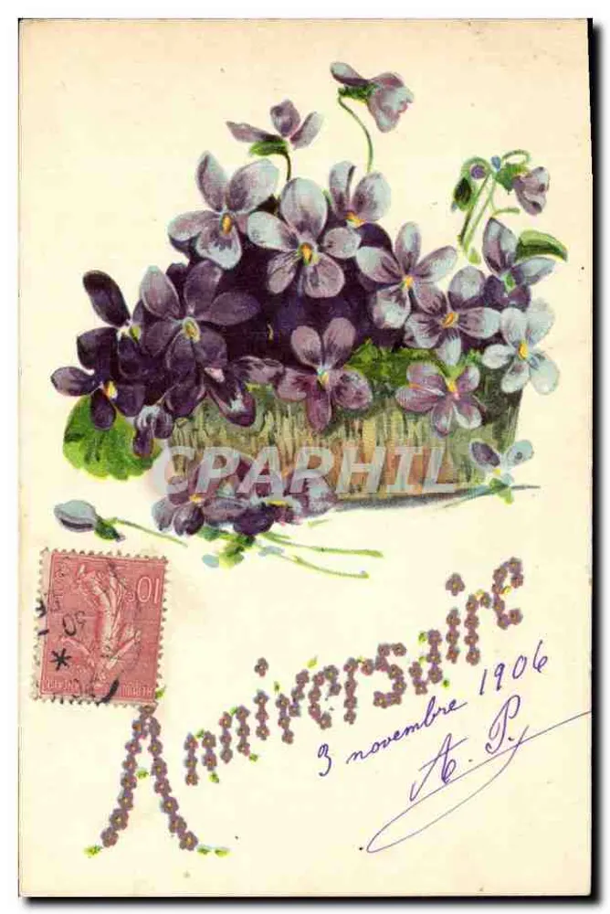 Violetas — Aniversário — Editor não visível, número de série não legível - Frente