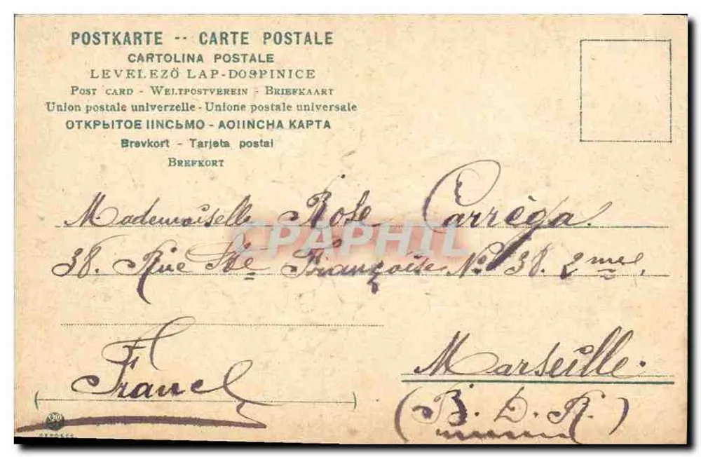 Arranjo de flores em um cesto rosa — Constantinopla — editor não visível - Verso