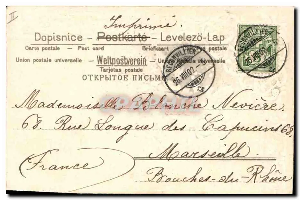 Arranjo de rosas e flores — cartão postal decorativo — Adèle WUIL-LENNIER - Verso