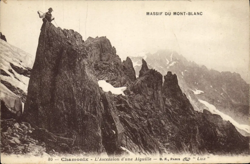Chamonix - Die Besteigung einer Nadel — MASSIF DU MONT-BLANC — B. F., PARIS « Lux » - Vorderseite