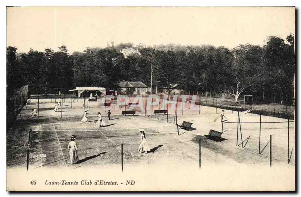Lawn-Tennis-Club von Étretat — Ansicht von Tennisplätzen mit Spielern — Verlag Lévy et Neurden Réunis, Nr. 65 - Vorderseite