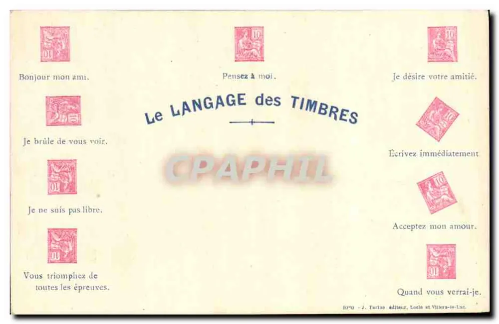 Die Sprache der Briefmarken — J. Farino, Verlag, Locle und Vhiers-le-Lin - Vorderseite