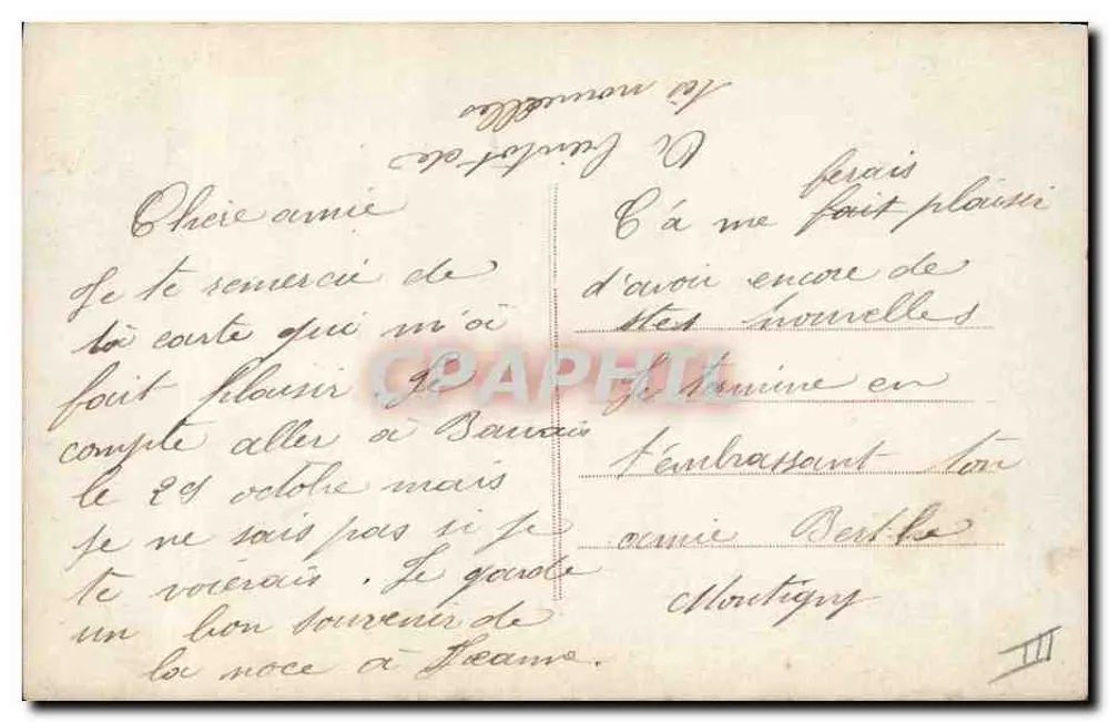 Die Nachricht der Crimbres — Dekorierte Karte mit Briefmarken und Liebesbotschaften — Verleger nicht sichtbar - Rückseite