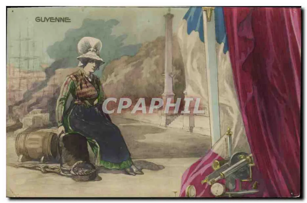 Femme en costume traditionnel — Guévenne — éditeur Ch. Fontaine, Paris - Awers