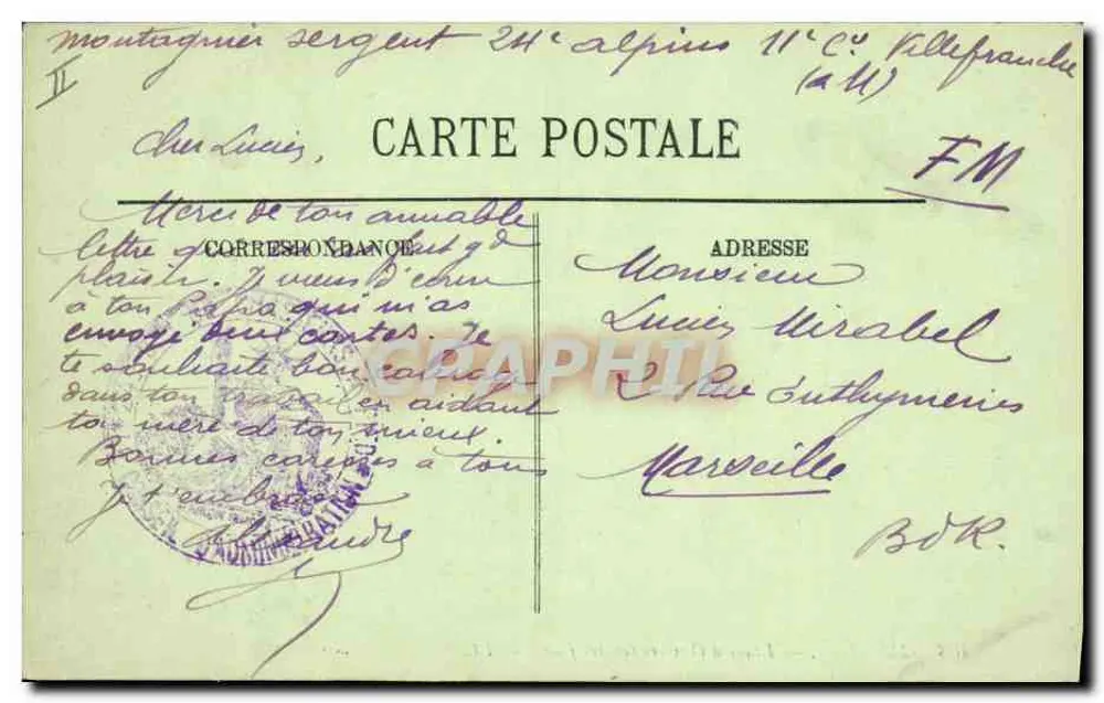 Menton — Étude d'Oliviers (contre-jour) — LL. n° 108 - Rückseite