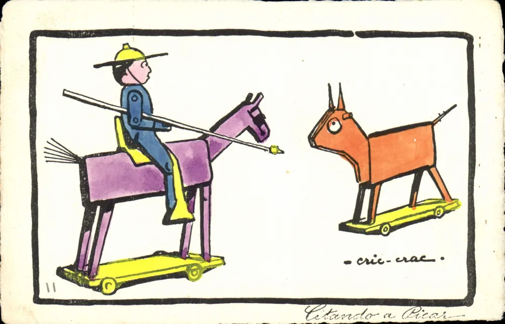 Jogo de polo - Cavalo e touro - União Postal Universal Espanha - Frente
