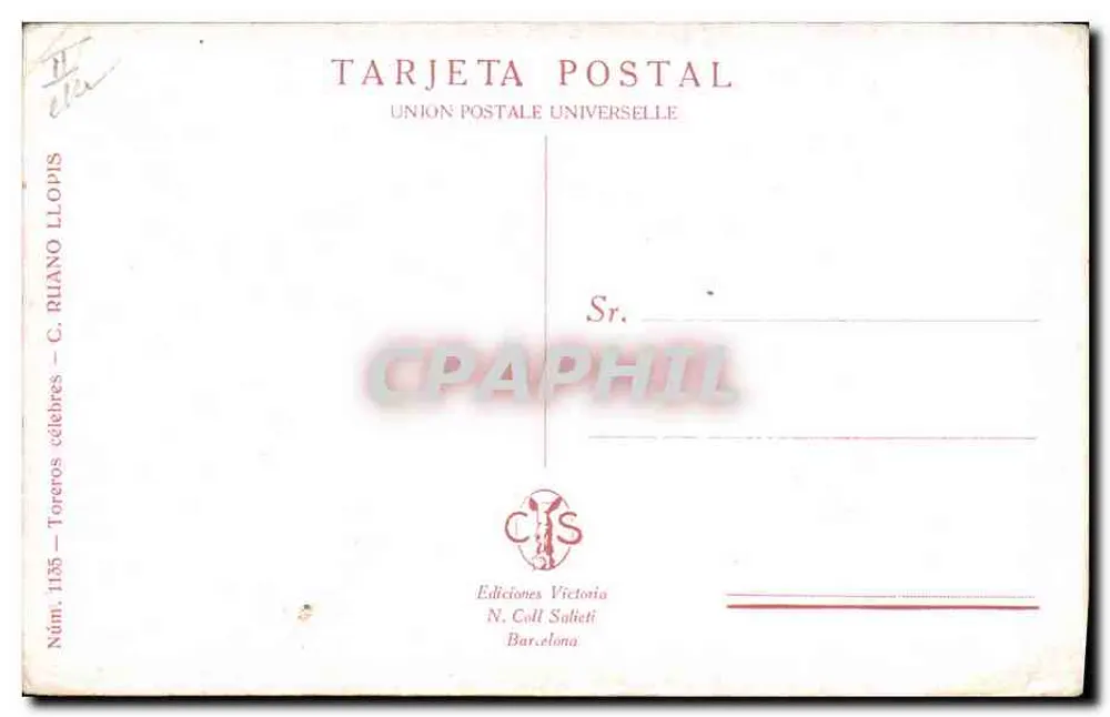 Un Volapié, Varelitó — scène de taureau en arène — éditeur Ediciones Victoria, N. Coll Salièti, Barcelone - Rückseite