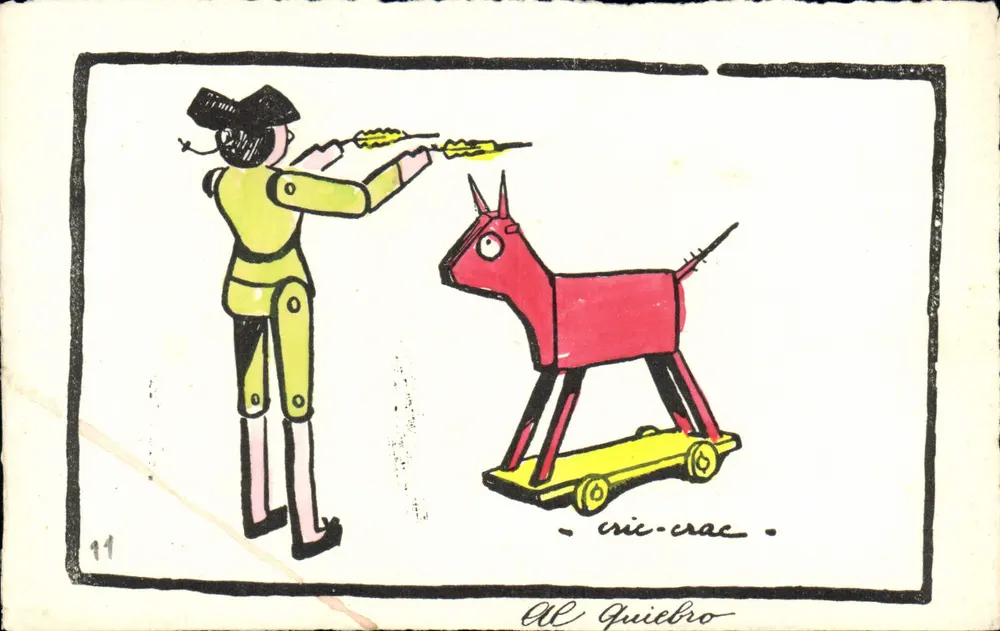 Cavaleiro atirando em um cavalo de madeira — Al Quiébro — n° 91 - Frente
