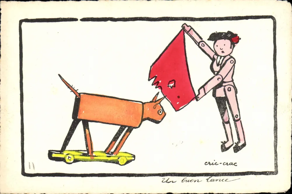 Mulher e touro mecânicos — cena de corrida — editor Cris-Crac, n°11 - Frente