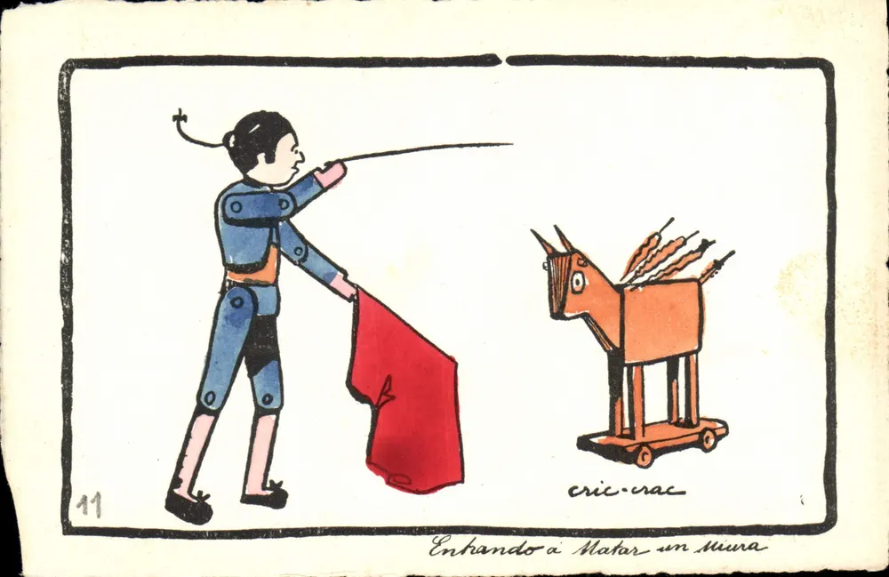 Toreador e touro de madeira — série 11 — Cris-Crac - Frente