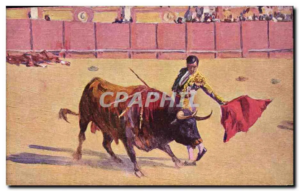 Torero e touro — cena de corrida — Éditions Victoria, N. Coll Saltet, Barcelone, n° 439 - Frente