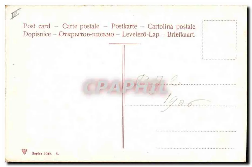 Ein Mann schneidet die Capote am Arm — Stierkampfszene — Serie 1059, n°5 - Rückseite