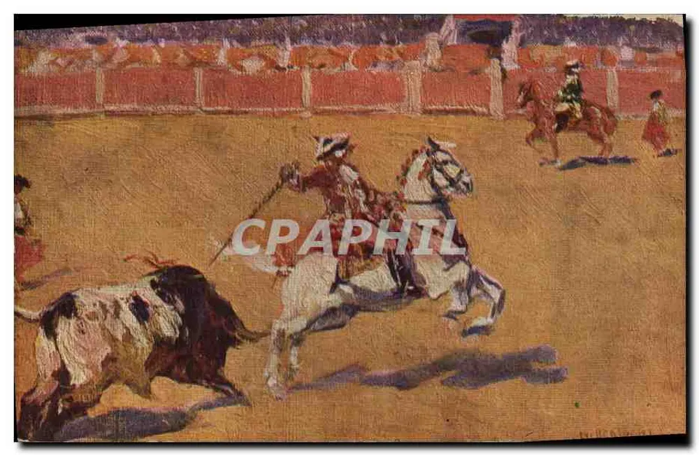 Cavalos na praça — toureiros e touro — Ediciones Victoria, N. Coll Salièti, Barcelona, Núm. 807 - Frente
