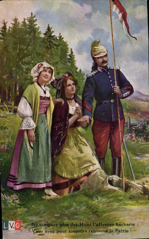 Twee jonge meisjes en een soldaat — L.V.C. — V.G. - Voorkant