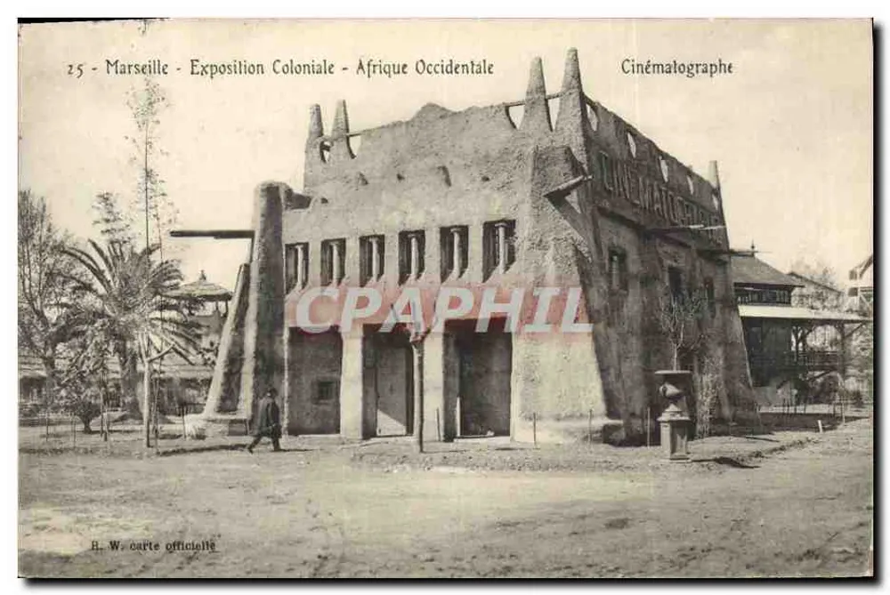 Marseille - Kolonialausstellung - Westafrika — Cinématographe — H. W. offizielle Karte - Vorderseite