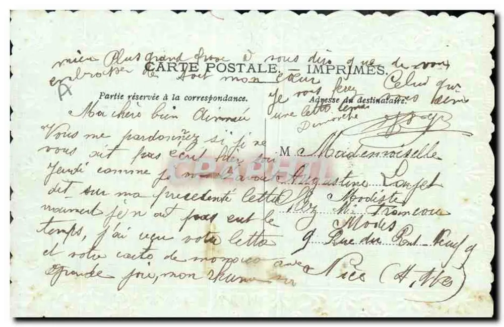 Un Saluto Roquebilière — cartolina postale con timbro da 10 centesimi - Verso