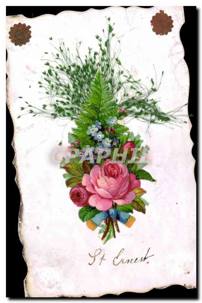 Bouquet de fleurs — rose et pensées — Union Postale Universelle - Frente