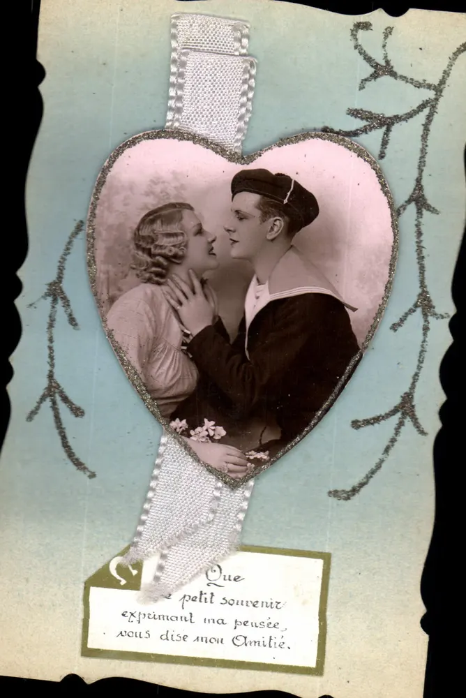Marine Liebe — Dekorative Karte mit Herzfoto — unbekannter Verlag - Vorderseite