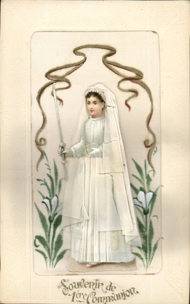 Jeune fille en robe de communion — Souvenir de 1ère Communion — éditée par NINA - Recto