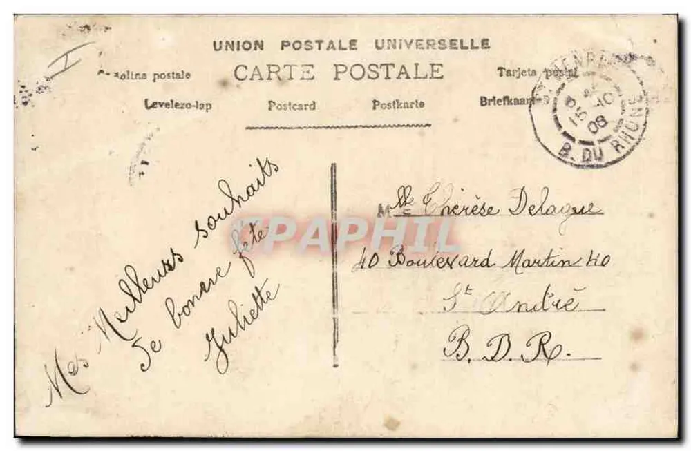 Petite fille en robe rose — scène de studio — éditeur Amitiés, n° 3225 - Verso