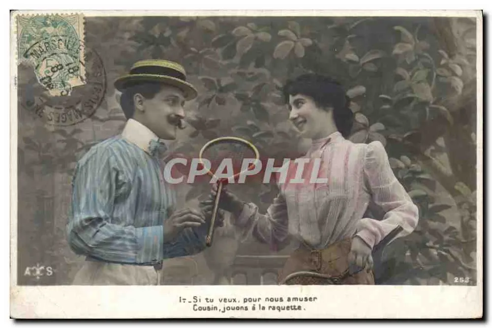 Juegos de raqueta — Pareja en traje de época — A&S, n°253 - Anverso