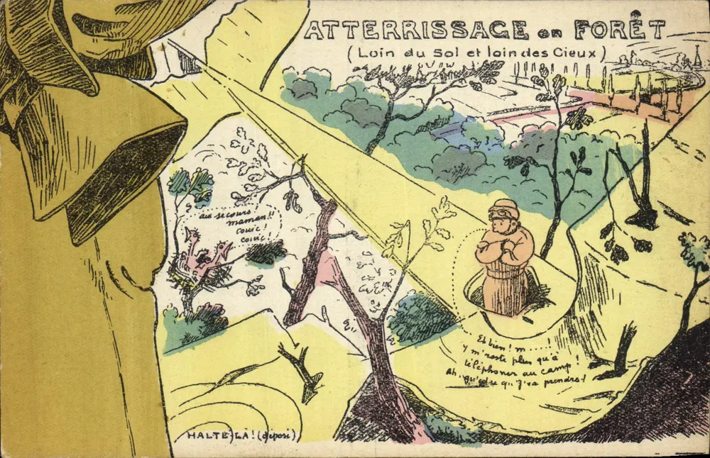 Landung im Wald — (Fern vom Sonnenlicht und fern von den Himmeln) — Halte M! (eingetragen) - Vorderseite