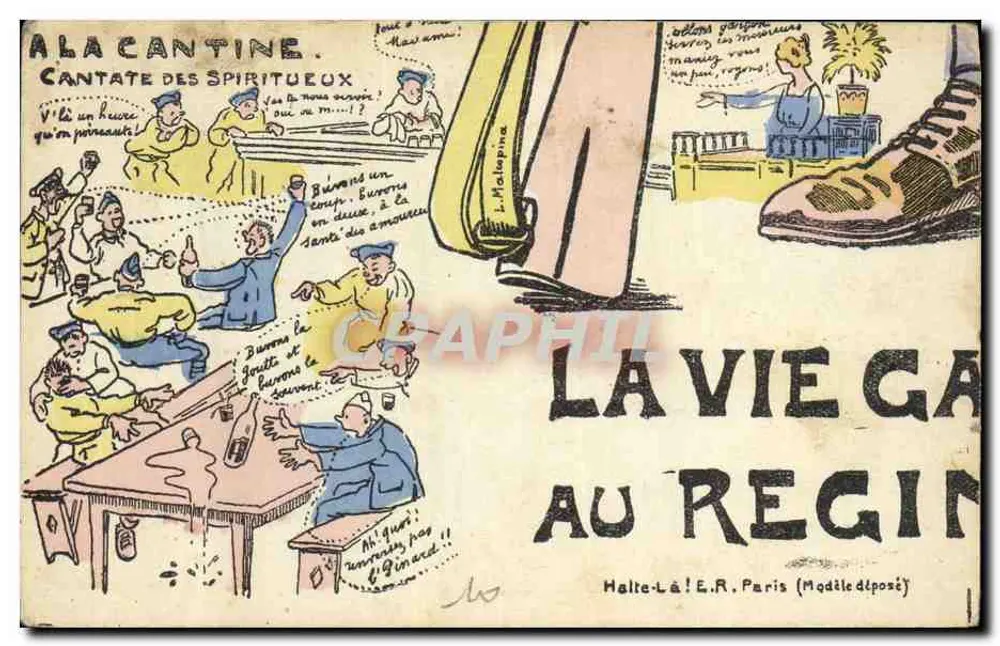 Glückliches Leben im Regiment — Kantate der Spirituosen — Halt Da! E.R. Paris (Geschütztes Modell) - Vorderseite