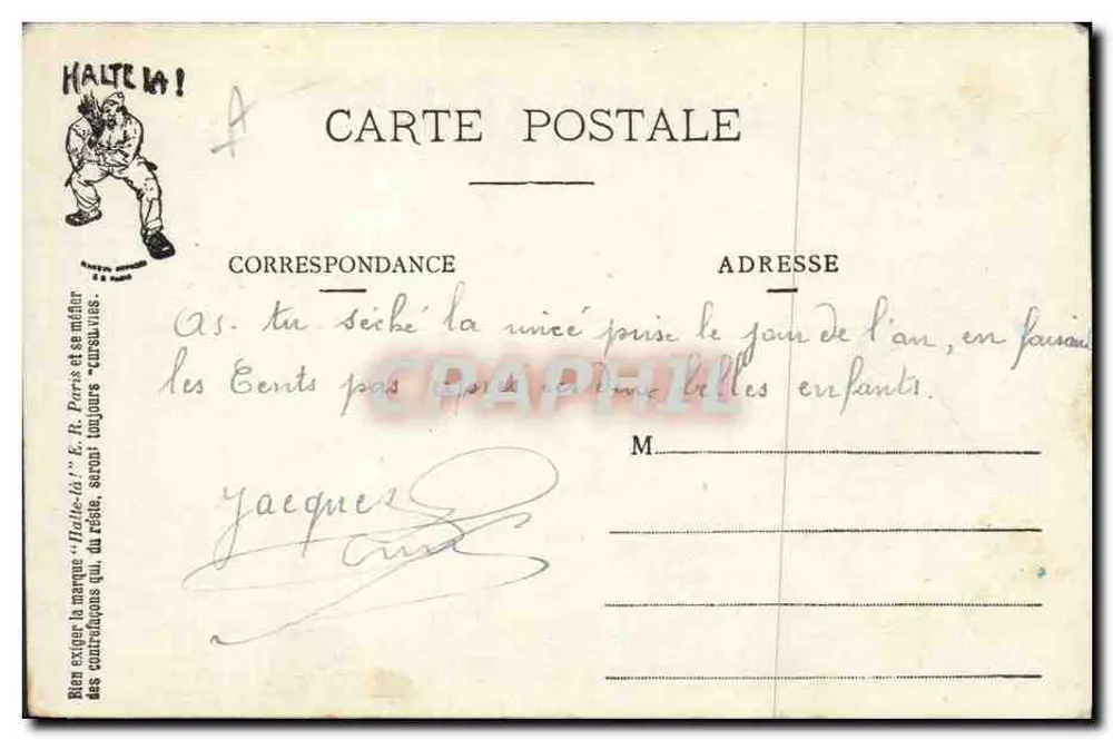 Meine militärischen Werkzeuge und Ausrüstung — satirische Karikatur — Halte-là! E.R. Paris (M. disposé) - Rückseite